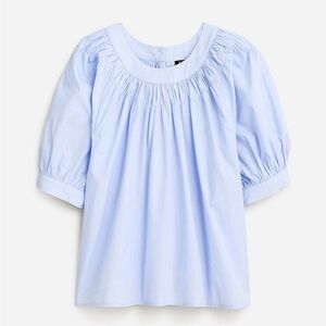 NWT J.Crew Smock Neck Puff Sleeve Cotton Poplin Blue Top Women's Size 2X